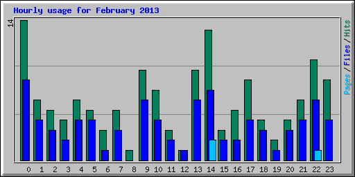 Hourly usage for February 2013